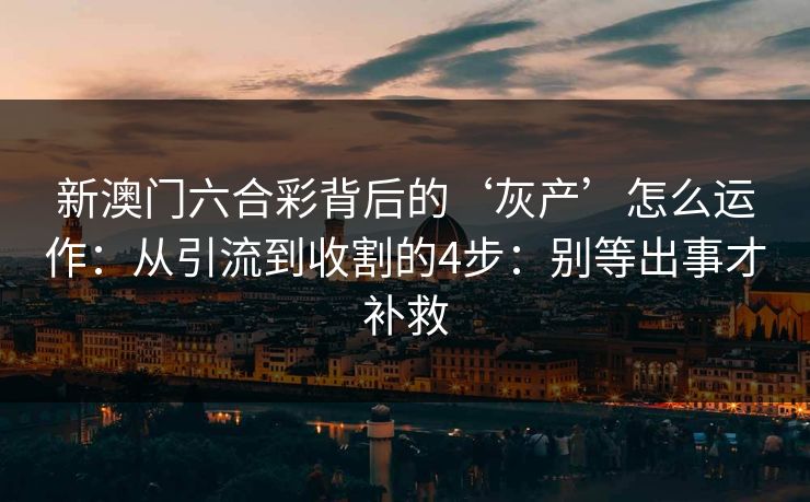 新澳门六合彩背后的‘灰产’怎么运作：从引流到收割的4步：别等出事才补救